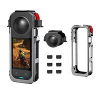Cage à lapin en métal pour Insta 360 X5, cage de protection d'extension multifonctionnelle avec couvercle de protection d'objectif et coupe-vent en coton pour caméra d'action Insta 360 X5 Accessoires