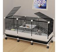 Cage à Lapin, Enclos Lapin Interieur, Cage pour Animaux de Compagnie en Plein Air, Cage pour Cochon d'Inde, Maison pour Petits Animaux(Black,109 * 37 * 55cm)