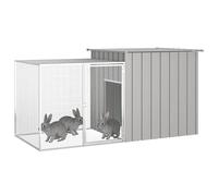 Cage à lapin, grise, 200 x 91 x 100 cm, en acier galvanisé, grand espace de vie pour les petits animaux, durable et sûre pour l'intérieur et l'extérieur