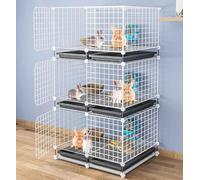 Cage à Lapin Nain Interieur sur Pied, Cage Cochon d'Inde Intérieur 2/3/4 Etage/ 4 Etage Parc pour Petits Animaux pour Lapins Furets Cochon Cochon d'Inde+(Color:Blanc)