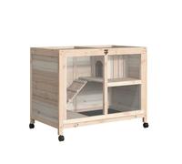 PawHut Cage à lapin clapier sur roulettes 2 étages bois massif toit ouvrant 91,5 x 53,3 x 73 cm