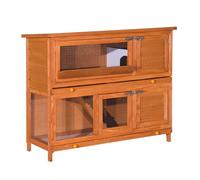 Cage à lapin - PawHut - grande taille avec 2 étages râtelier à foin - toit ouvrant - 120L x 48l x100H cm - bois de pin
