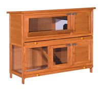 PawHut Poulailler clapier cage lapin grande taille avec 2 étages râtelier à foin toit ouvrant dim.120L x 48l x100H cm | Aosom France