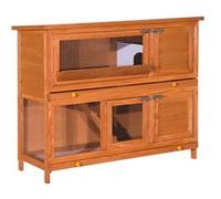 PawHut Cage à Lapin poulailler clapier en Bois de pin de Grande Taille avec 2 étages râtelier à Foin Toit ouvrant dim.120L x 48l x100H cm