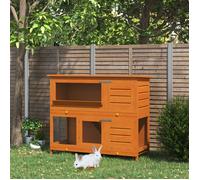Cage à lapin poulailler clapier en bois de pin de grande taille avec 2 étages râtelier à foin toit ouvrant dim.120L x 48l x100H cm