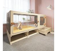 Cage à Lapin Transparente, clapier d'intérieur avec Plateau Coulissant for Lapins, cochons d'Inde, Chinchillas et Cage for Petits Animaux