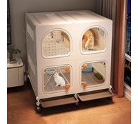 Cage à Lapins à Deux Niveaux, Cage à Cochons d'Inde avec Accessoires, Deux Plateaux Coulissants avec roulettes pour Un DéPlacement Aisé, AdaptéE Aux Petits Animaux