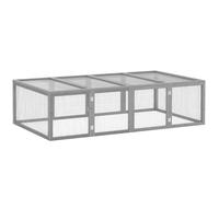 PawHut Clapier Cage à Lapins extérieur intérieur 2 Portes supérieures 181L x 100l x 48H cm Bois Massif Gris