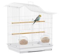 PawHut Cage à Oiseau volière avec 4 Portes, 2 perchoirs, Plateau Coulissant, pour inséparables, perruches, pinsons, 47,5 x 36 x 54,5 cm, Blanc