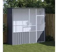 Cage À Oiseaux Acier Galva 215x78x200 Cm Anthracite Avec Porte Sécurisée