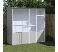 Cage À Oiseaux Acier Galva 215x78x200 Cm Gris Avec Porte Sécurisée