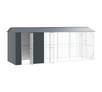 Cage à oiseaux anthracite en acier galvanisé 645 x 208 x 247 cm grand siège libre avec perchoir et grille pour volière adaptée aux espèces dans le jardin ou sur la terrasse