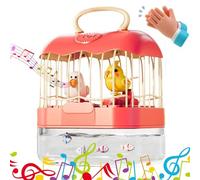 Cage à oiseaux avec induction vocale, cage à oiseaux avec grincement | Jouet interactif de cage à oiseaux électrique pour 2 en 1 - Design lumière et son, jouet pour apprendre à parler