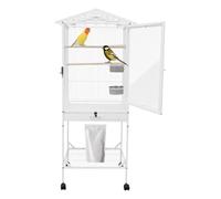 Cage à oiseaux avec roues, grande cage à oiseaux en fer, blanche pour perroquets et perruches, cage stable avec porte verrouillable pour balcon, maison et amoureux des animaux