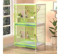 Cage à oiseaux avec roues universelles pour perroquets gris africains, canaris, perroquets solaires, tourterelles (vert, taille S)