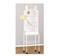 Cage à Oiseaux Cage à Oiseaux perruches 91 cm avec Support Roulant Amovible, Portes Doubles Ouvertes sur Le Dessus, Noir/Blanc(White)