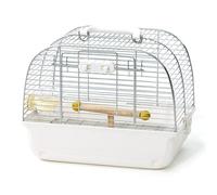 Cage à Oiseaux Cage à Oiseaux Portable for perroquets, avec poignée ventilée et Respirante, Fils horizontaux Filet inférieur(Blanc)