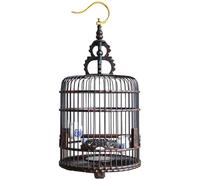 Cage à Oiseaux Cage à Oiseaux Ronde en Bois avec Crochets, Portable for Sortir, Cage sculptée, inséparables et Troglodytes Maison Oiseaux(Grand)