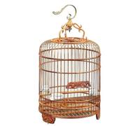 Cage à Oiseaux Cage à Oiseaux Vintage en Bois avec Motifs sculptés, Crochet métal, Suspension, Respirante et Portable Support de Cage de vol