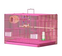 Cage à oiseaux Cage à perruches Grande villa à oiseaux domestique avec poteau debout, cage à oiseaux avec ouverture pour boîte d'élevage, cage pliable pour perroquet avec poignées (couleur : rose