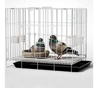 Cage à Oiseaux, Cage à Pigeon Pliable, Le Haut peut être Ouvert, Grande Portable Cage à Oiseaux Volière, Anti-évasion, avec Accessoires, 100x60x70 cm, pour 1-8 Pigeons ( Color : Silver-50x35x42 cm )