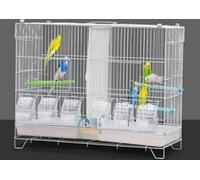 Cage à oiseaux Cage double Cage à perruches Séparable Grille de séparation Volière pour perroquets avec perchoirs en bois et mangeoires