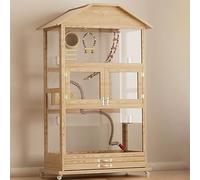 Cage à Oiseaux, Cage Perroquet en Bois Massif, Dédiée à la Maison, Luxueuse Voliere Exterieur Transparente pour Calopsittes