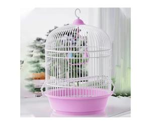 Cage à Oiseaux Cage Portable for Perroquet, Cage d'extérieur, à Oiseaux Ronde décorative emporter Support de Cage de vol(Pink)