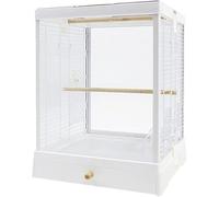 Cage à Oiseaux, Cages à Oiseaux en Acrylique Transparent, Cage de vol Acier Inoxydable, Portable, Grande Maison Durable(White Suit E)