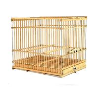 Cage à Oiseaux, Cages à Oiseaux en Bambou, Cage Domestique Portable Vintage carrée Grands transporteurs rétro(Square B Without Hook)