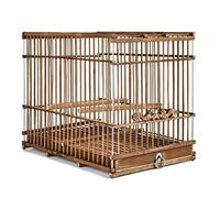 Cage à Oiseaux, Cages à Oiseaux en Bambou, Cage Domestique Portable Vintage carrée Grands transporteurs rétro(Square a Without Hook)