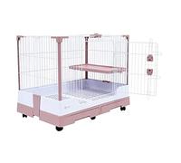 Cage à Oiseaux, Cages à Oiseaux Grandes Cages Vintage Cage en Fer forgé avec Roues de Voyage Portables(Pink)