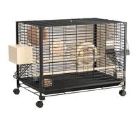 Cage À Oiseaux Canari, Cage Perroquet Transport Exterieur sur roulettes Métal Volière Oiseaux pour Perruches, Canaris(Black,Medium(9pcs))