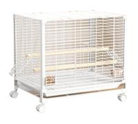 Cage À Oiseaux Canari, Cage Perroquet Transport Exterieur sur roulettes Métal Volière Oiseaux pour Perruches, Canaris(White,Small(2pcs))