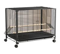 Cage À Oiseaux Canari, Cage Perroquet Transport Exterieur sur roulettes Métal Volière Oiseaux pour Perruches, Canaris(Black,Medium(2pcs))