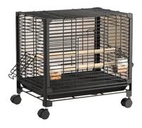 Cage À Oiseaux Canari, Cage Perroquet Transport Exterieur sur roulettes Métal Volière Oiseaux pour Perruches, Canaris(Black,Small(2pcs))