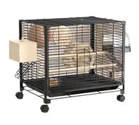 Cage À Oiseaux Canari, Cage Perroquet Transport Exterieur sur roulettes Métal Volière Oiseaux pour Perruches, Canaris(Black,Small(9pcs))