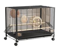 Cage À Oiseaux Canari, Cage Perroquet Transport Exterieur sur roulettes Métal Volière Oiseaux pour Perruches, Canaris(Black,Medium(7pcs))