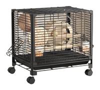 Cage À Oiseaux Canari, Cage Perroquet Transport Exterieur sur roulettes Métal Volière Oiseaux pour Perruches, Canaris(Black,Small(7pcs))