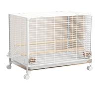 Cage À Oiseaux Canari, Cage Perroquet Transport Exterieur sur roulettes Métal Volière Oiseaux pour Perruches, Canaris(White,Medium(2pcs))