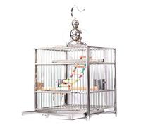 Cage à oiseaux carrée solide en acier inoxydable - Amovible - Pour perroquet - Décoration d'extérieur à suspendre (version améliorée, taille L)