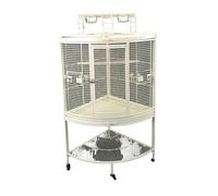 Cage à Oiseaux d'angle en métal for Perroquet, Motif Fleur Pop, Noir, Angle Droit, Gris, Peau de Tigre, Moine, étourneau, Villa(White)