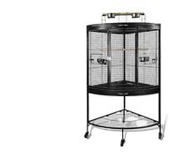 Cage à Oiseaux d'angle en métal for Perroquet, Motif Fleur Pop, Noir, Angle Droit, Gris, Peau de Tigre, Moine, étourneau, Villa(Black)