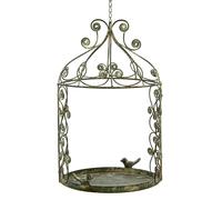 Cage à oiseaux décorative à suspendre 25x15,5xH40cm + 19cm de chaîne gris-brun