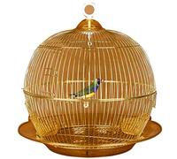 Cage à Oiseaux dorée rétro Solide, Cage à Perroquet en Fil de Fer avec Crochet supérieur, récipient Alimentaire en Verre, balançoire décorative de Jardin (Or D)
