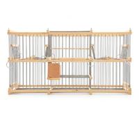 Cage à oiseaux double design multi-actions 43 x 22 x 14,5 cm Construction en bois et métal