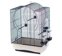 Cage À Oiseaux Duvo+ Emma 2 Gris/Bleu 45x32x64cm Avec 2 Bols & Perchoir