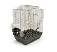 Cage à oiseaux Emma de qualité supérieure - 72 x 54 x 38 cm - Doré/noir - Mangeoire à oiseaux, canaris, perruches, exotiques