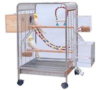 Cage À Oiseaux en Acier Inoxydable pour Perroquets, Volière À Oiseaux en Polycarbonate Transparent d'un Seul Côté, Pigeonnier D'observation De Luxe, Nichoir Mobile Facile À Monter(Silver)