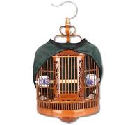 Cage À Oiseaux en Bambou Sculptée À La Main Cage À Oiseaux pour Perroquets Et Étourneaux Ensemble Complet D'accessoires pour Cage À Perroquets Volière Facile À Transporter(Brown-A,33 * 33 * 47 cm)